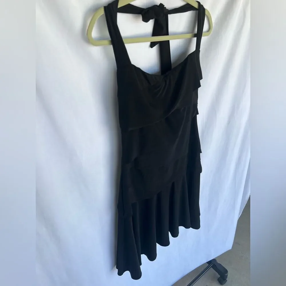 White House black market Black halter evening dress Ruffle dress size 12 - Picture 2 of 7